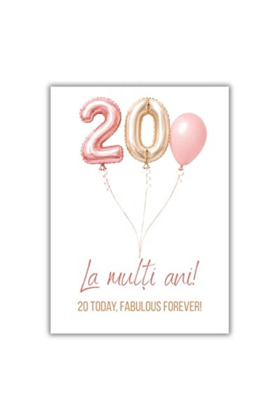 OEM Felicitare 13x18 cm cu plic, La mulți ani 20 ani