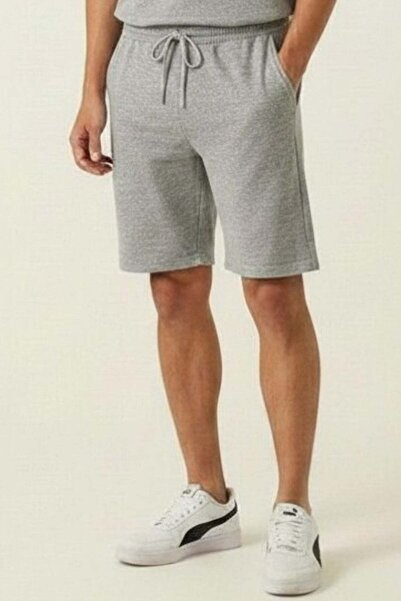 penyebizden Men's Regular Fit 100% Cotton Unprinted Shorts - Gray Melange