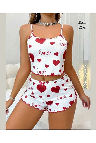 İntive Lingerie Set de pantaloni scurți/pijamale Intive Cutie Love cu model d...