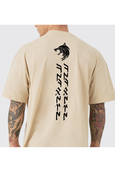 VEK Kökbörü Oversize T-Shirt Göktürk Letters Special Design 100% Cotton Unisex