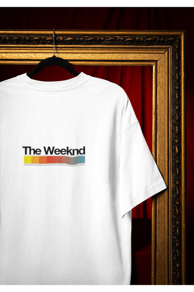 MG تي شيرت قطني مطبوع برقبة دائرية من WEEKND، مقاس كبير، مناسب للجنسين