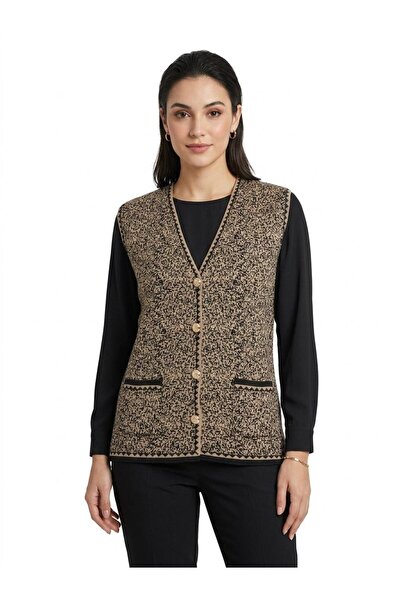 kahve lekesi Women's Authentic Patterned Buttoned Knitwear Vest with Pockets ...