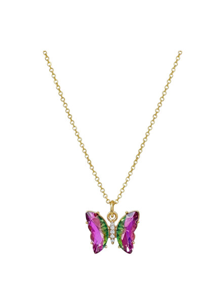 Black Season Gradient Butterfly Necklace Stainless Steel - Length 45 + 5 cm