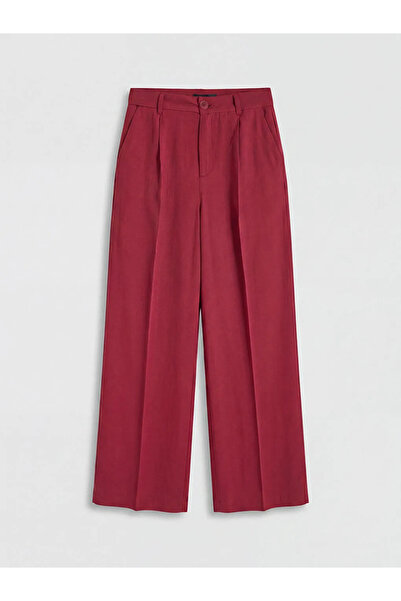 LC Waikiki Fuchsia linen blend women's pleated pants