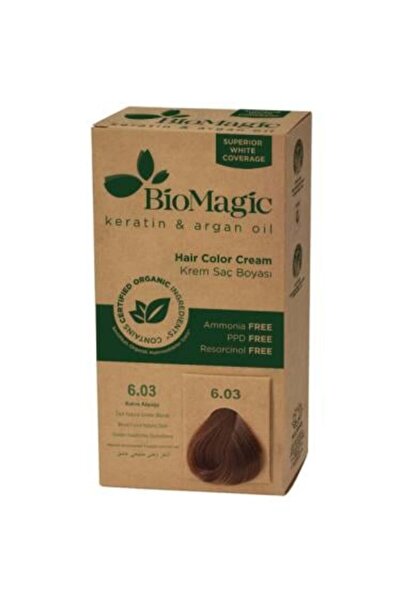 BIOMAGIC صبغة شعر بيو ماجيك كيراتين وزيت الأرجان – 6.03 أشقر ذهبي غامق
