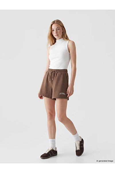 LC Waikiki Brown California Printed Women's Shorts
