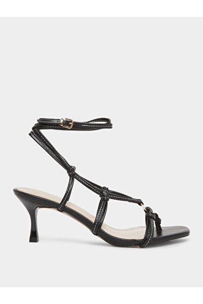 Raid By Styli Danika Knot Tie-Up Sandals with Ring Detail