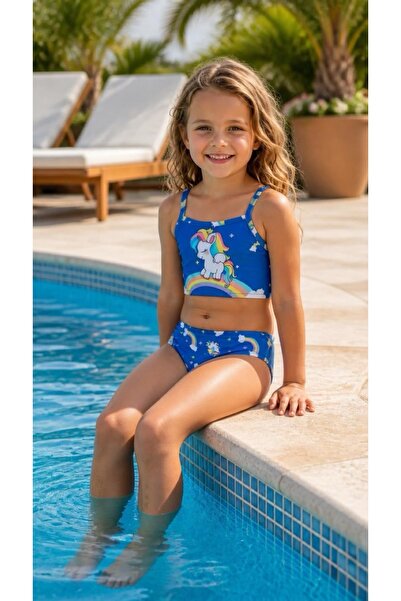 Generic Brand Set bikini din trei piese pentru fete, cu geantă