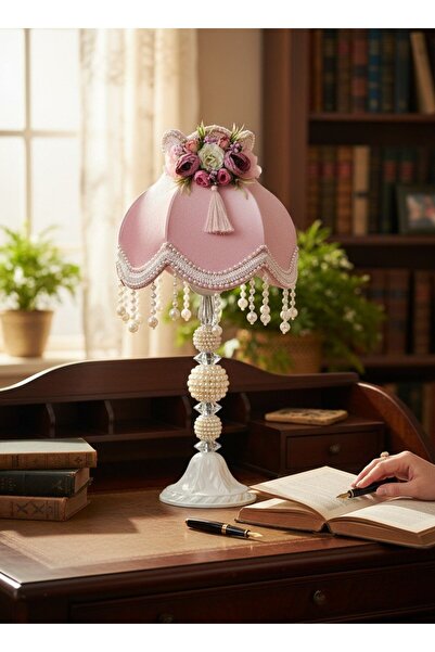 Dekovien Powder Pink Velvet Covered Floral Decorated Headboard with Pearl Leg...