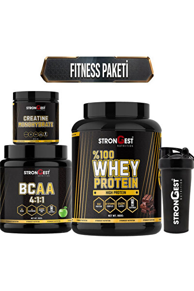 STRONGEST Fitness Package, Chocolate Flavored Whey Protein, Creatine, Bcaa, a...