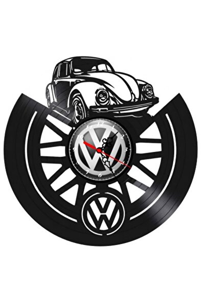 Volkswagen Ceas de perete decorativ din disc de vinil, Model Retro Beetle, Ne...