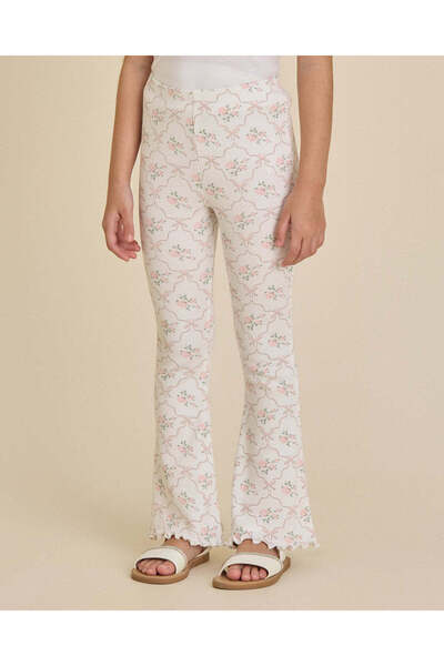 REDTAG Girls White Printed Leggings