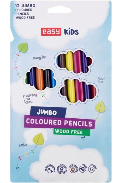 easy as Creioane jumbo triunghiulare 12 culori EASY