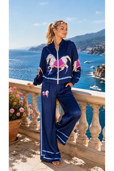 Marrone Set damă Horse Polo navy