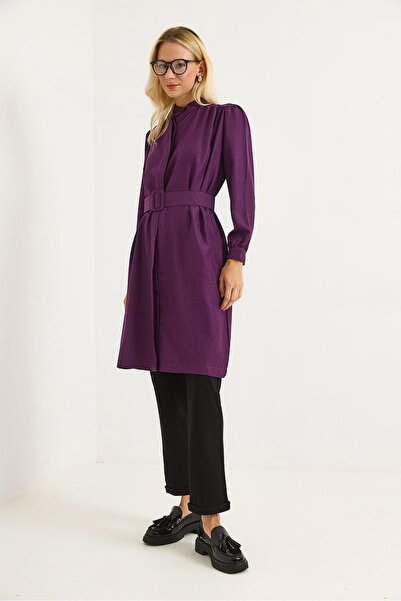 Raneel Kazançlı Alışveriş Aerobin tunic with dominant collar and belt - plum
