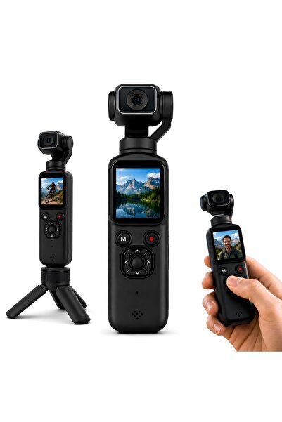 CASTU HJD05 Ultra Kompakt 4K Pocket Kamera 3 Eksen Stabilizasyonlu Wi-Fi Kame...