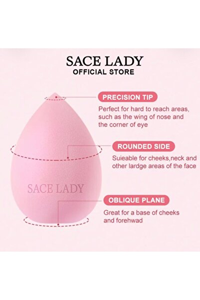 Sace Lady إسفنجة مكياج للوجه - إسفنجة مكياج وردية اللون