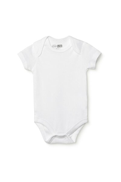 ebebek Hello Baby HelloBaby Unisex Beyaz Body Bisiklet Yaka Kısa Kol Beyaz