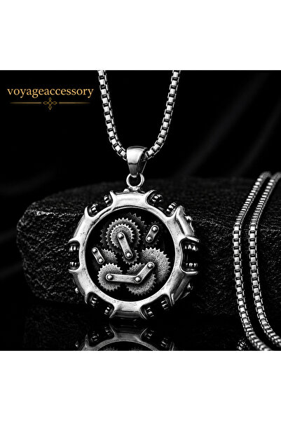 voyageaccessory Stainless Steel Gothic Style Steampunk Gear Pendant