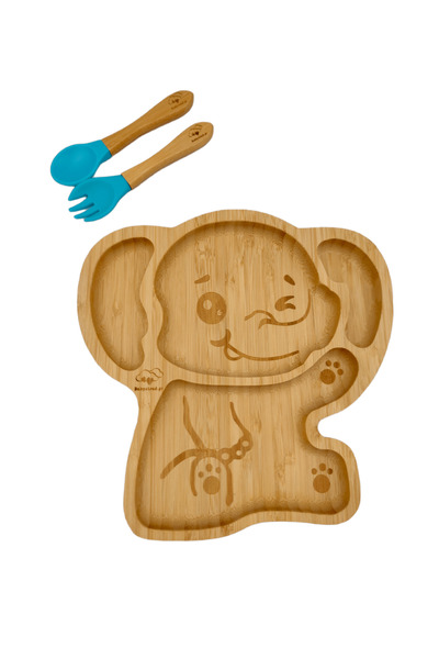 Baby Cloud Σετ Φαγητού “Ελεφαντάκι” από Bamboo – Μπλε