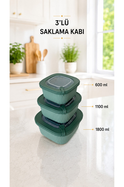 Sariva Home 3-Piece Multi-Purpose Food Storage Container Set 600 ml 1100 ml 1...