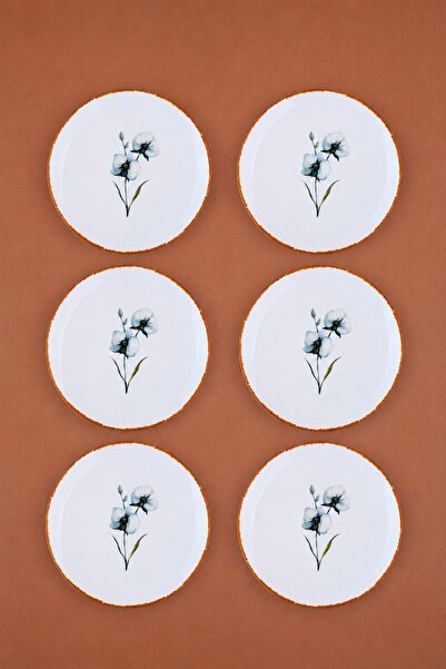 tabakevi Tabak Evi Porcelain Azalea Cake Plate 19,50cm Aly3 6 Pieces for 6 Pe...