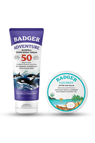 Badger Adventure Sports Sunscreen Spf50 + After-Sun Moisturizing Cream Set