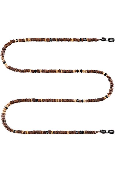 MINZA Bruno Unisex Eyewear Chain, Beaded Eyewear Chain, with Onyx & Wood, Han...