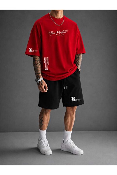 LOTS MODA Boston Signature T-Shirt and Shorts Set