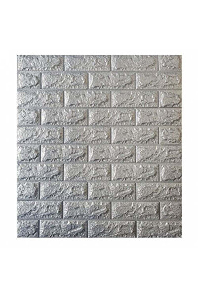 Vivendo Tapet 3D caramizi argintii, gri, auto-adeziv pentru interior, 70 x 77 cm