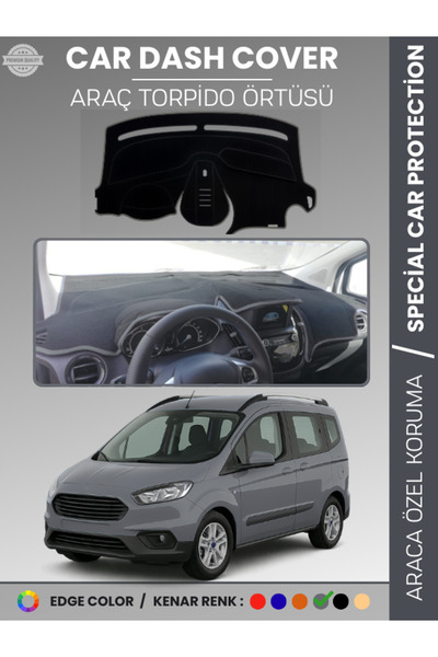 COLONY Ford Courier 2020+ Ekranlı Siyah Torpido Örtüsü Ön Göğüs Koruma Torpid...