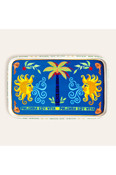 Zsa Zsa Zsu Shekou Renkli Porselen Dekoratif Tepsi 30x18.5x2 Cm