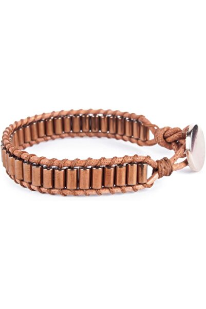 MINZA Lambrusco Women's Bracelet, Leather Beaded Bracelet, with Hemp Cord, He...