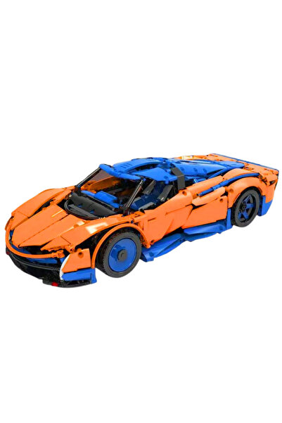 LeanToys Set de construcție Mașină sport RC Albastru și Portocaliu 1883 piese.