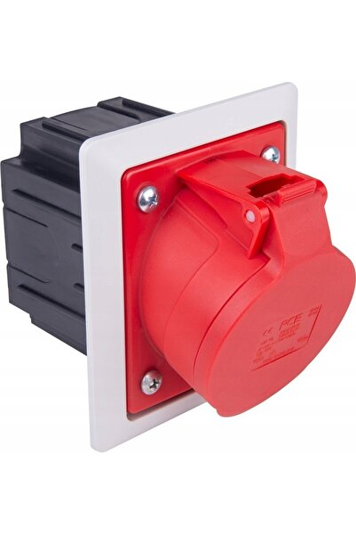 PCE Soclu de bord cu cutie 16A 4P 400V/80x97/ roșu IP44 TWIST 414-6pkr