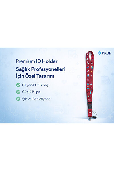 Prof . Premium Healthcare Workers' Special Burgundy Neck Strap Lanyard Id Car...