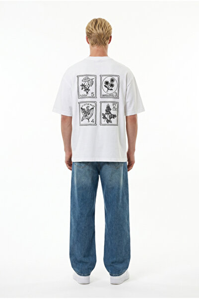 Respire Ανδρικό T-Shirt με Κέντημα Oversize Εκρού