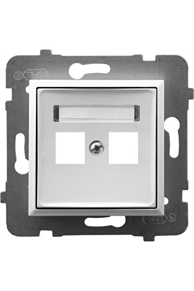 OSPEL ARIA Carcasă dublă pentru mufă Keystone dreaptă albă GPK-2U/P/00