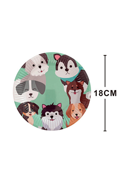 MP Mirific Party Set de 8 farfurii din carton, căței, 18 cm
