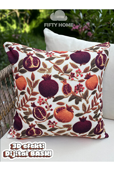 Fifty Home 1 Pcs Kirlent Kilifi Digital Printing 43X43 cm Summer-Themed Garde...