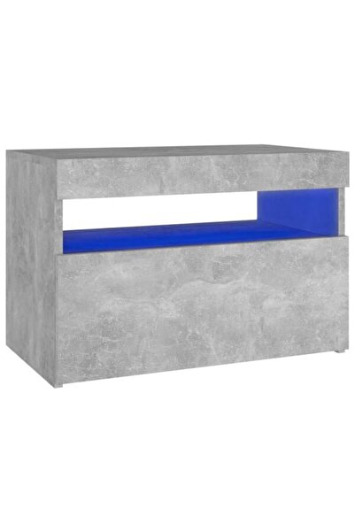 vidaxl Noptieră cu lumini LED, gri beton, 60 x 35 x 40 cm