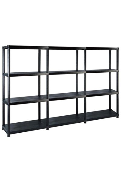 vidaxl Raft de depozitare cu 4 niveluri, negru, 183 x 30.5 x 130 cm, plastic