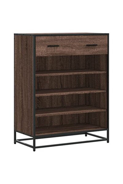 vidaxl Pantofar, stejar maro, 75 x 38 x 97,5 cm, lemn prelucrat/metal