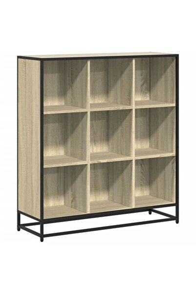 vidaxl Bibliotecă Stejar Sonoma 97.5 x 33 x 107.5 cm, Lemn prelucrat/Metal