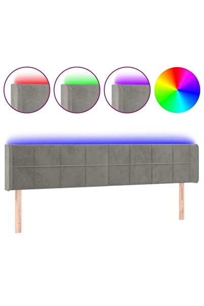 vidaxl Tăblie de pat cu LED, gri deschis, 183x16x78/88 cm, catifea