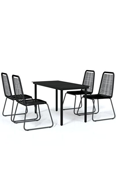 vidaxl Set de masă pentru grădină, 5 piese, negru