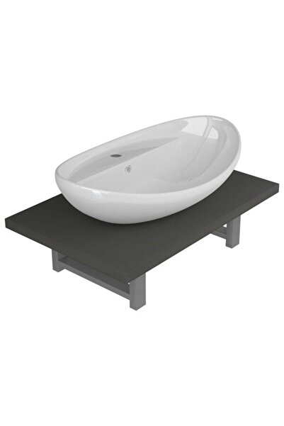 vidaxl Set mobilier de baie, 2 piese, gri, ceramică