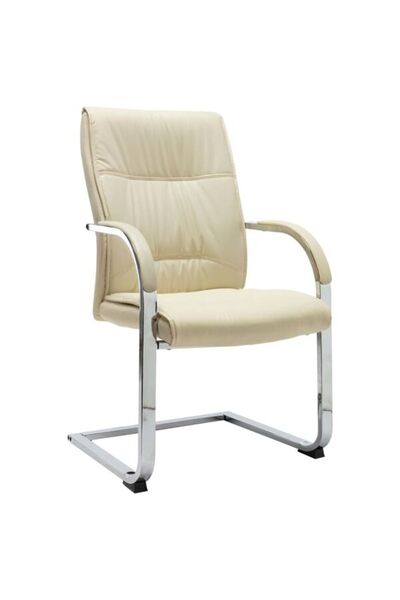 vidaxl Scaun de birou Console, crem, piele ecologică