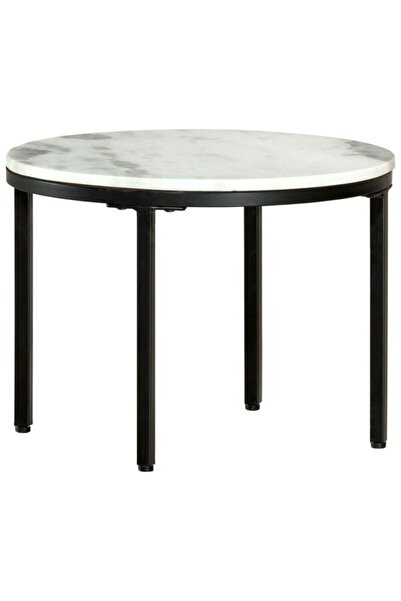 vidaxl Măsuță de cafea, alb și negru, Ø50 cm, marmură