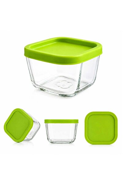 hey Set de 3 caserole de sticlă, cu capac, 6 x 9 cm, model pătrat
